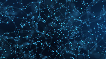 Abstract futuristic -  technology with polygonal shapes on dark blue background.  Design digital technology concept.