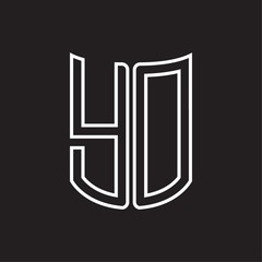 YD Logo monogram with ribbon style outline design template