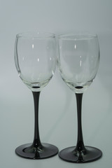 Glasses for liquor close-up on a white background