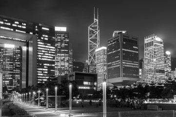 Skyline of Hong Kong city at night