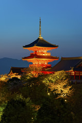 Fototapeta premium tall pagoda tower in Kiyomizu Temple in Kyoto Japan