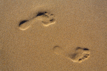 Fototapeta na wymiar Traces de pas dans la sable