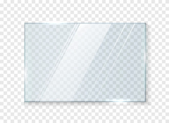 Glass window isolated on white background. Glass plates. Glass banners on transparent background. Vector illustration