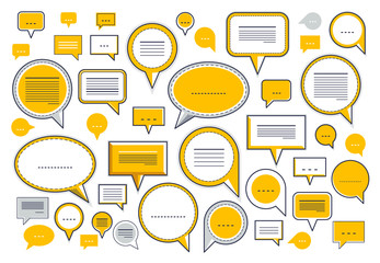 A lot of diversity speech bubbles vector set, different dialog signs geometric flat style, big set. © Sylverarts