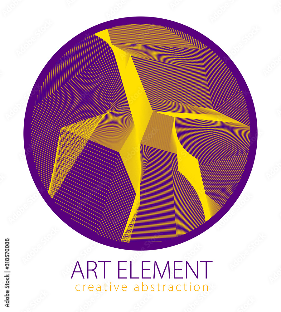 Poster design artistic element of great lines surface texture in a shape of circle. vector abstract 3d pers