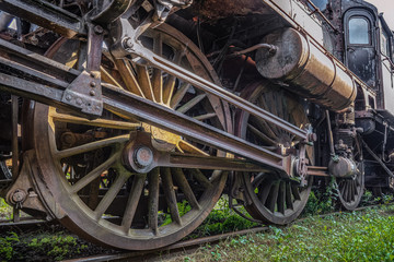 Drive train from an old steam locomotive