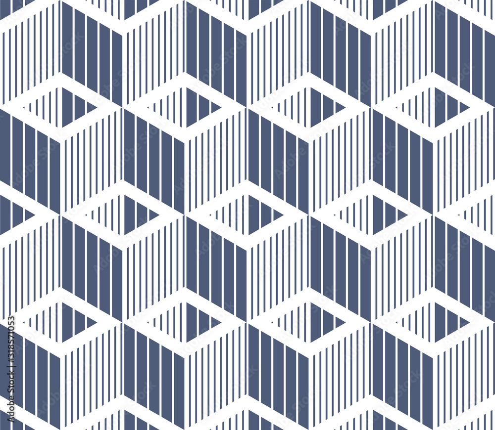 Poster 3d cubes seamless pattern vector background, lined dimensional blocks, architecture and construction