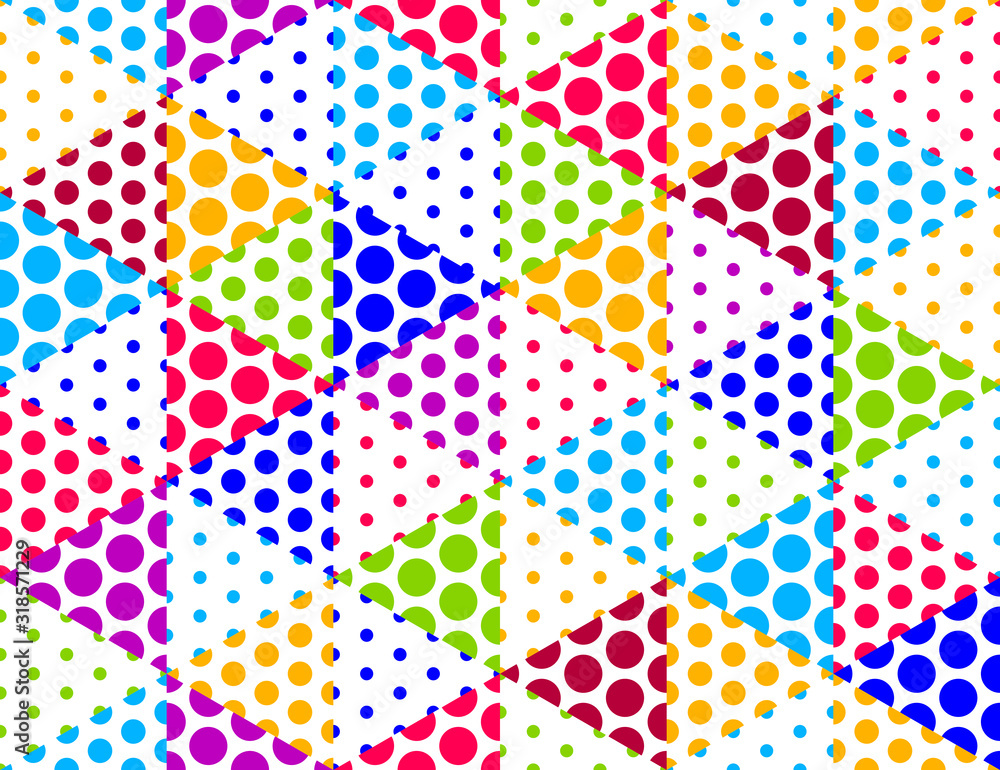 Poster 3d dotted cubes seamless pattern vector background, dots dimensional blocks, architecture and constr