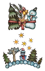 Set of cute winter elements