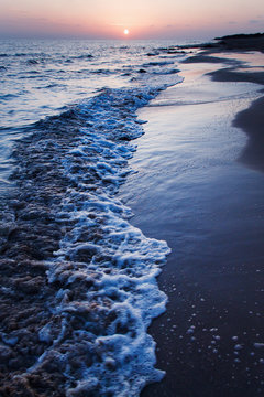 Sunset on the Pescoluse beach, Apulia, Italy