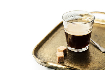 Glass of coffee and donut