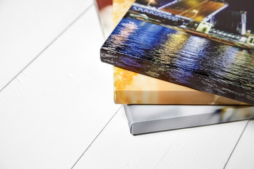 Canvas prints with gallery wrap technique for mounting and stretching canvas. Edge and corner of...