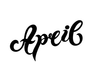 April. Hand drawn lettering. Vector illustration. Best for spring design