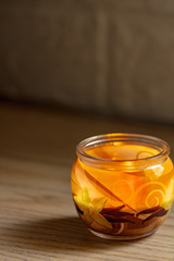 Aromatic candle in a glass jar