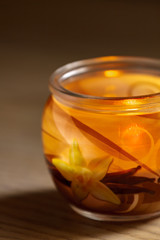 Aromatic candle in a glass jar