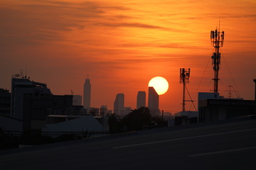 sunset over the city