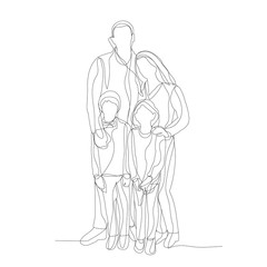 Fototapeta na wymiar vector, isolated, single line drawing continuous, family