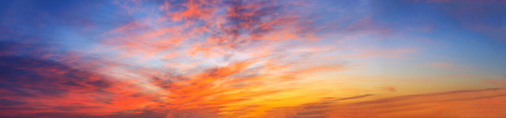 Naklejka na ściany i meble Sunset or sunrise sky colorful background panorama