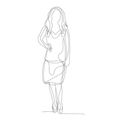 vector, isolated, continuous single line drawing, girl