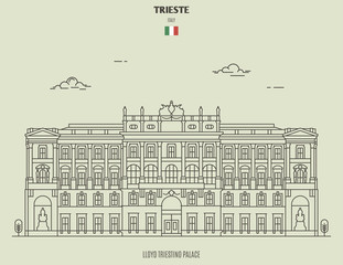 Lloyd Triestino Palace in Trieste, Italy. Landmark icon