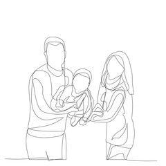 vector, isolated, single line drawing continuous, family portrait