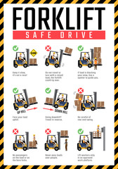 Forklift safe drive poster, Forklift safety rules. © naruchad