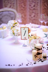 Beautiful flowers on table in wedding day