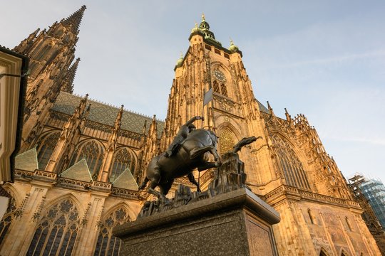 Exterior of St. Vitus Cathedral at Prague Castle.