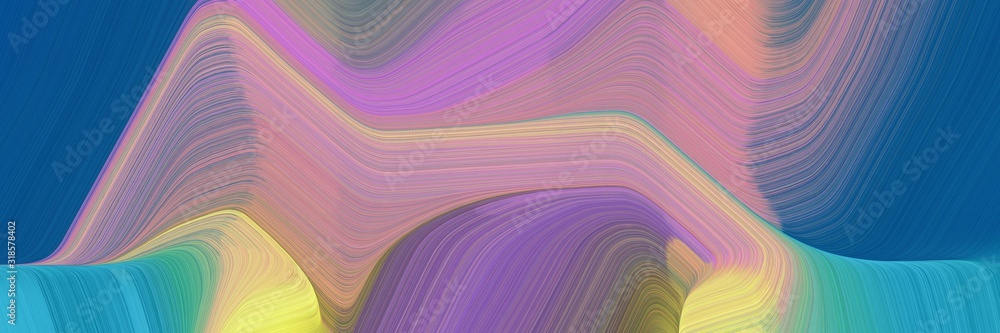 Aufkleber moving header design with rosy brown, teal blue and khaki colors. dynamic curved lines with fluid flowing waves and curves