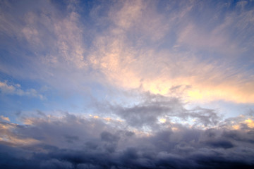 Naklejka na ściany i meble Beautiful sky with clouds at sunset