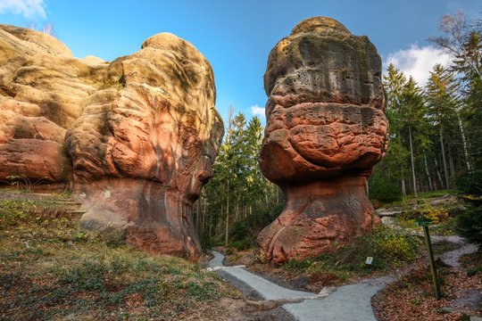 A red rock called Chalice Rock, near the town of Oybin.