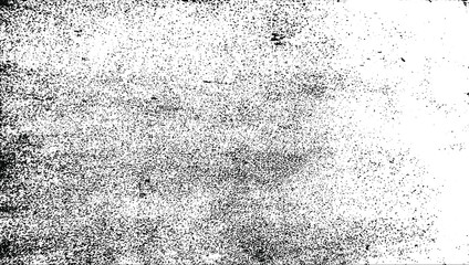 Abstract vector noise. Small particles of debris and dust. Distressed uneven background. Grunge texture overlay with rough and fine black particles isolated on white background. Vector illustration. 