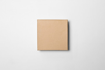 Brown Craft Paper or Carton Box with lid Mock up isolated on white background.Top view. Object with...