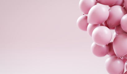 Fototapeta na wymiar Cluster of pink balloons. Greeting card