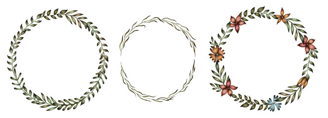 Wreaths of branches and flowers