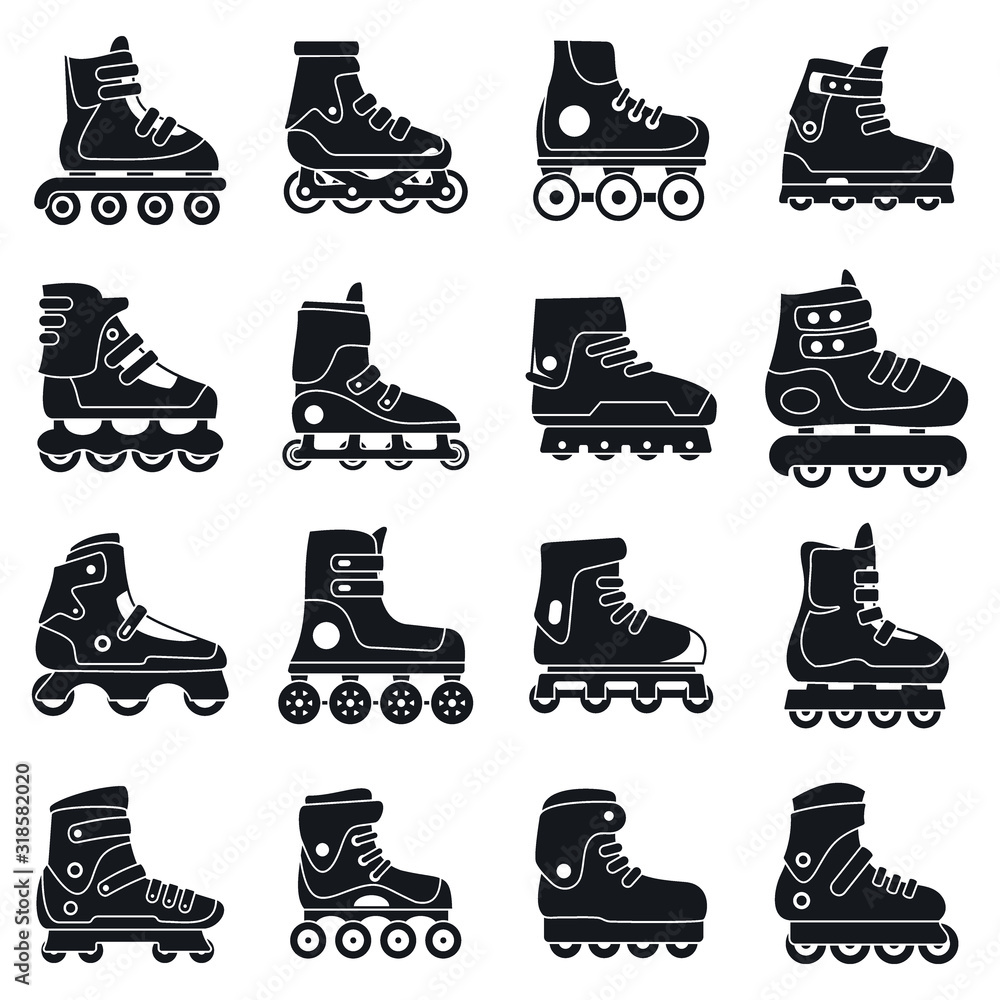Poster fitness inline skates icons set. simple set of fitness inline skates vector icons for web design on 