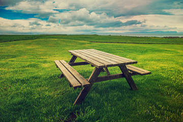 Fototapeta premium Picnic table in Iceland