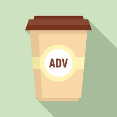 Adv coffee cup icon. Flat illustration of adv coffee cup vector icon for web design