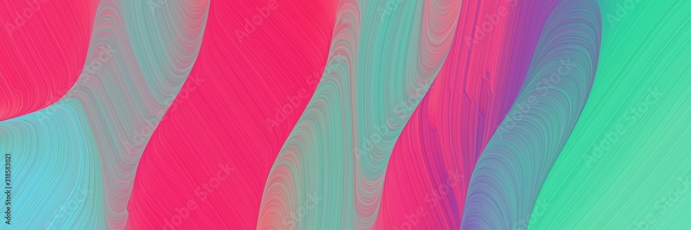 Poster moving banner design with medium aqua marine, moderate pink and pale violet red colors. dynamic curv