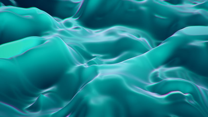 viscous shapeless surface of blue neon color, 3d render - obrazy, fototapety, plakaty