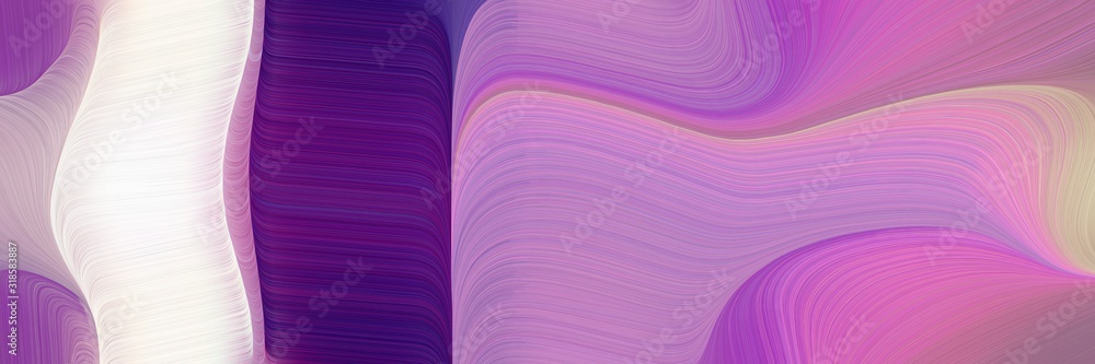 Poster colorful designed horizontal banner with pastel violet, orchid and linen colors. dynamic curved lines with fluid flowing waves and curves