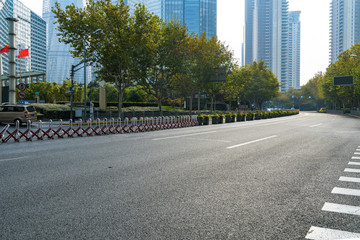 Expressways and skyscrapers in Lujiazui financial center, Shanghai, China