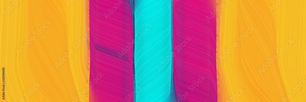 Poster colorful banner with vivid orange, medium violet red and dark turquoise colors. dynamic curved lines