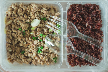 Rice box delivery sets of healthy and delicious food in boxes.