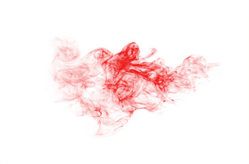 abstract red smoke cloud isolated on white background