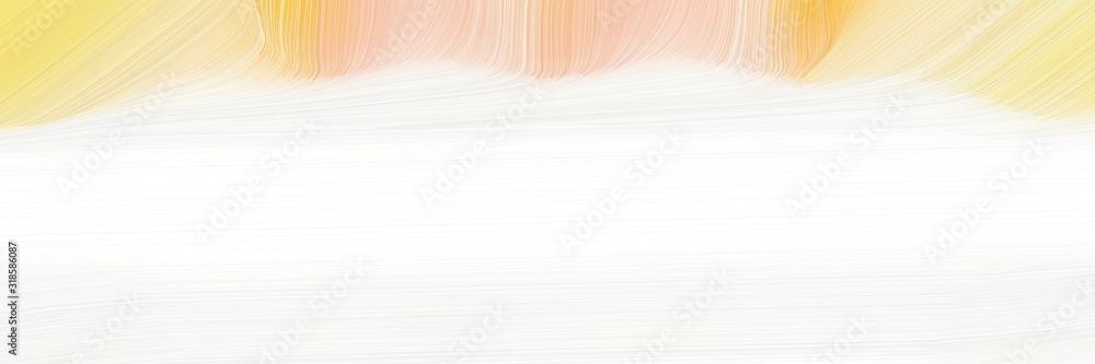 Poster flowing horizontal banner with white smoke, skin and khaki colors. dynamic curved lines with fluid flowing waves and curves