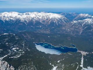 Eibsee lake from Zugspitzplatt view point, Zugpitze Germany