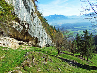 Stones and rocks of the mountain massif Alpstein and in the Rhine river valley (Rheintal) - Canton...