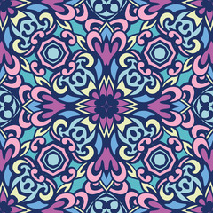 Ethnic seamless boho retro flower geometric pattern tile design surface