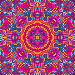 Colorful Tribal Ethnic Festive Abstract Floral Vector Pattern